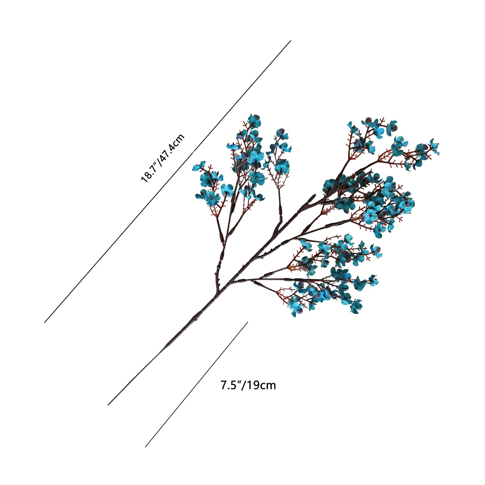6 PCS Teal Artificial Babys Breath Silk Gypsophila Flowers 18.5 Inch Decor