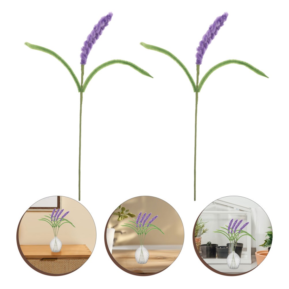 10Pcs Reusable Faux Lavender Stems Purple Pipe Cleaner Flowers for Wedding Decor