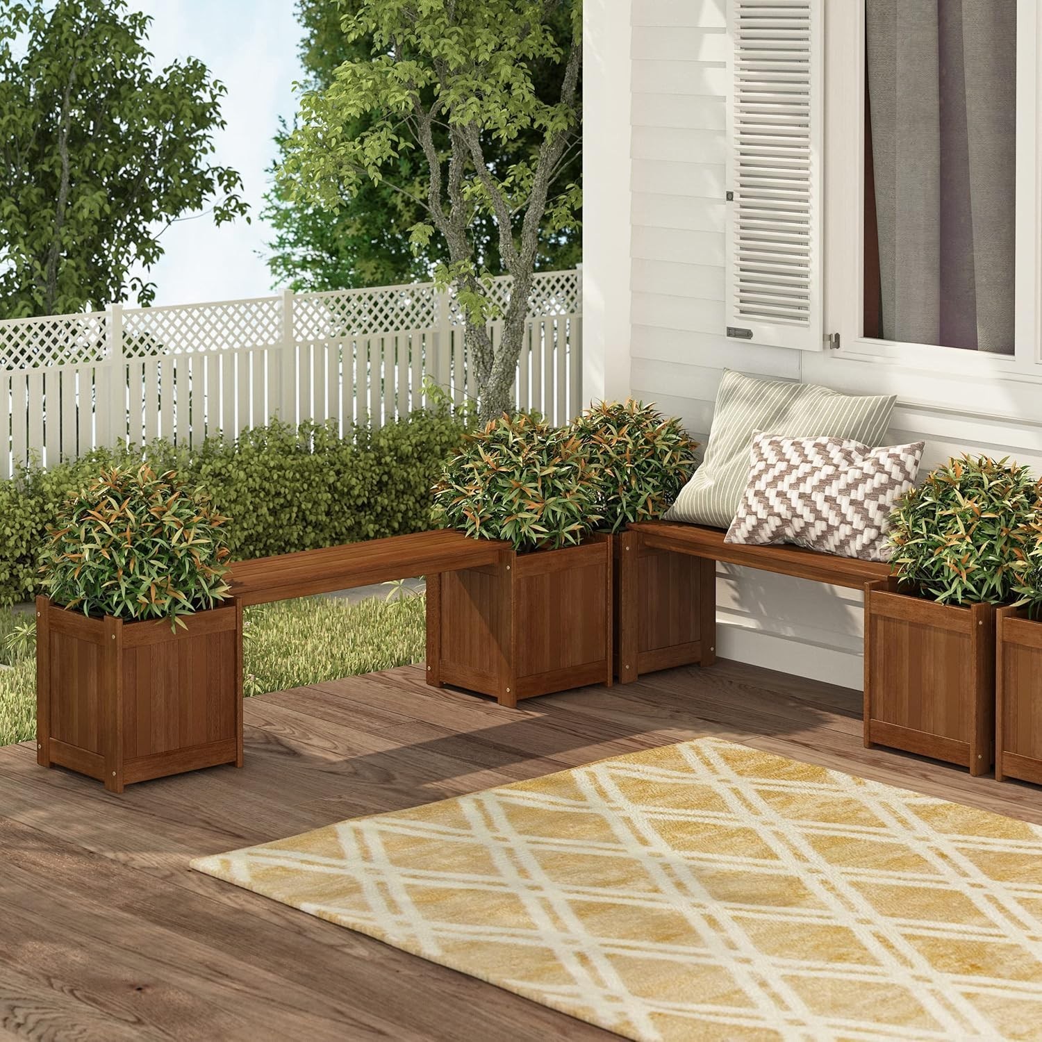 Tioman Weather-Resistant Flower Box & Bench – Elegant Outdoor Seating Solution