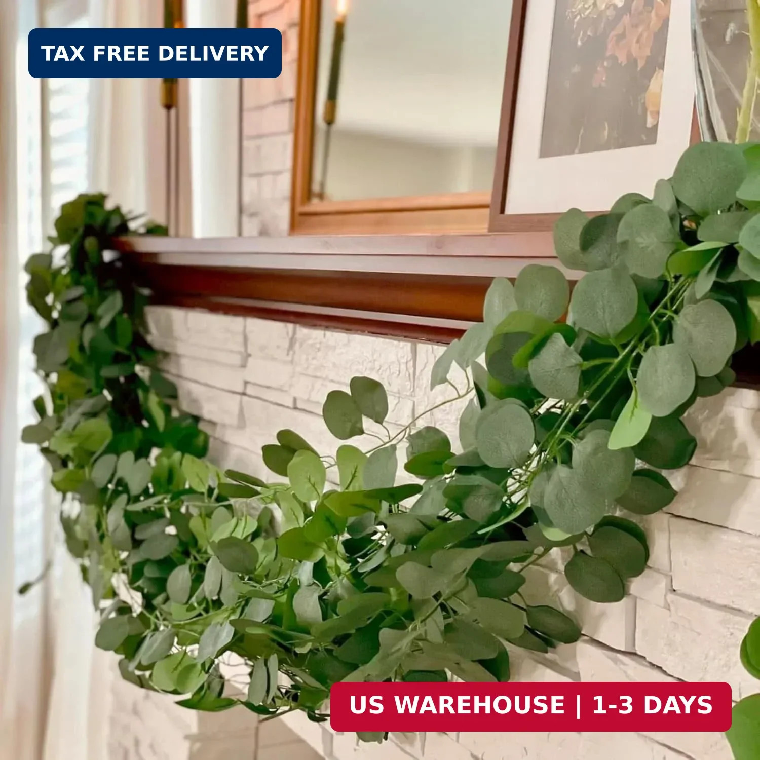 CQURE 12 Pack 84Ft Eucalyptus Garland,Artificial Eucalyptus Leaves Table Greener