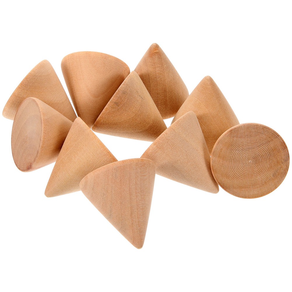 10pcs 3 1cm DIY Unpainted Wooden Cone Shape Ornament Craft Accessories