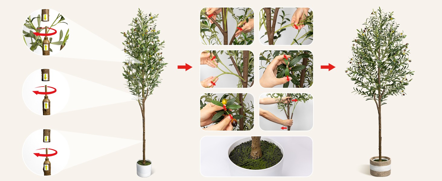 6FT Artificial Olive Tree – Indoor Tall Faux Olive Trees with Planter&Basket,
