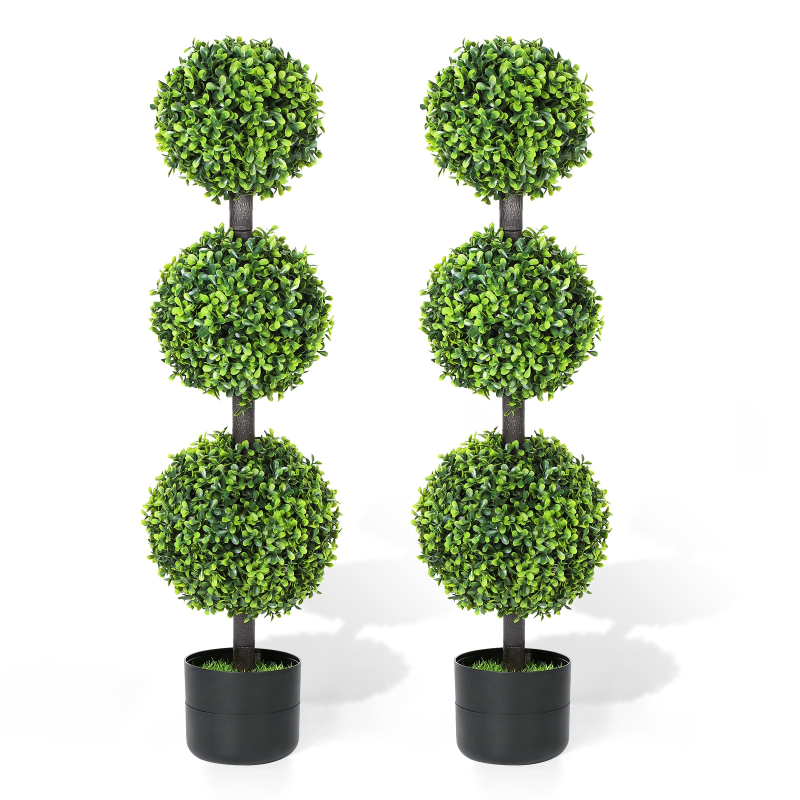 2Pack Outdoor Fake Bushes Plant w/Ground Spike UV Resistant Artificial Plant 3ft