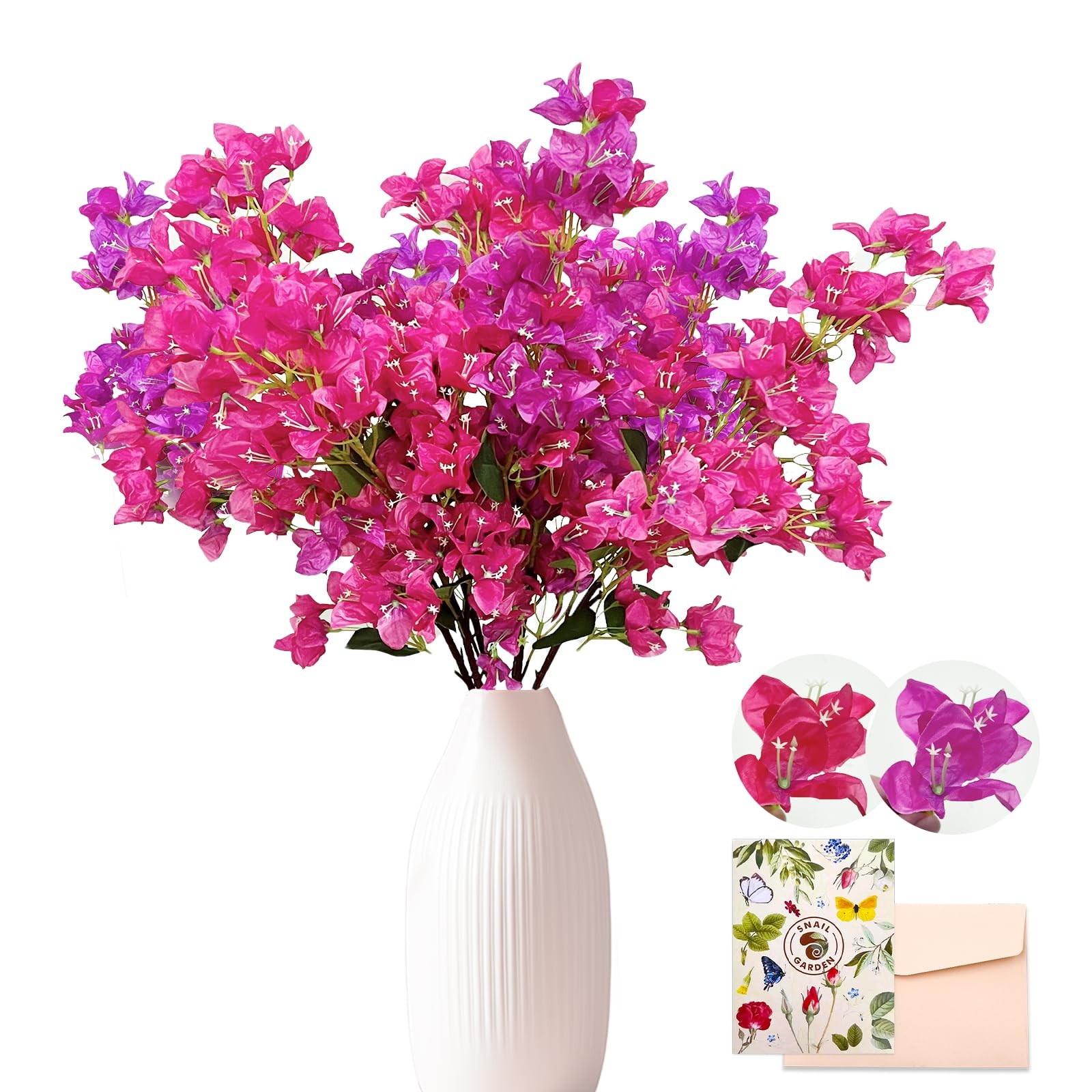 38″ Artificial Flowers Bougainvillea Floral, 6PCS 2Color Long Stems Silk Fake…