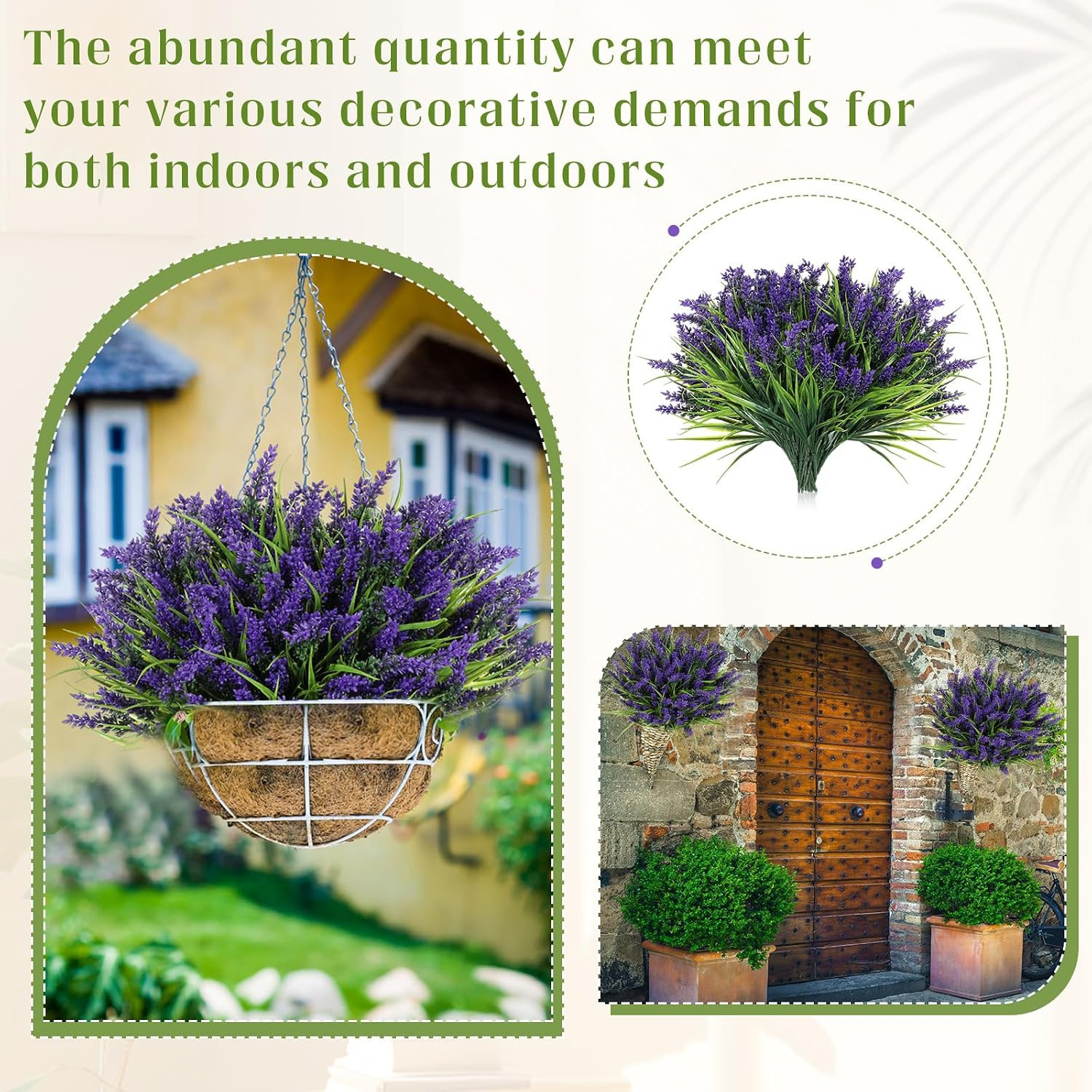 50 UV Resistant Purple Artificial Monkey Grass Plants for Garden & Home Decor