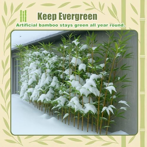 4/5/6/7 Ft Faux Bamboo Plant Outdoor 10 Pack, Fake Bamboo with Encrypted Leaves