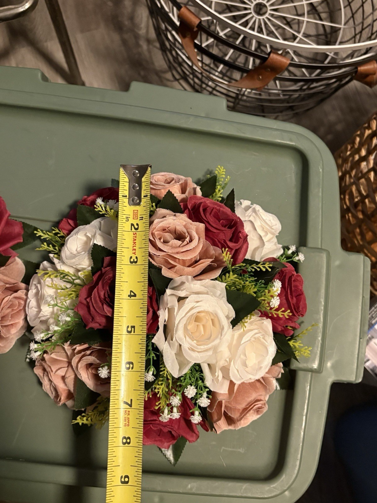 Floral Bouquet Set If Two Table Top Or Hangable Floral Bundles Red White Pink
