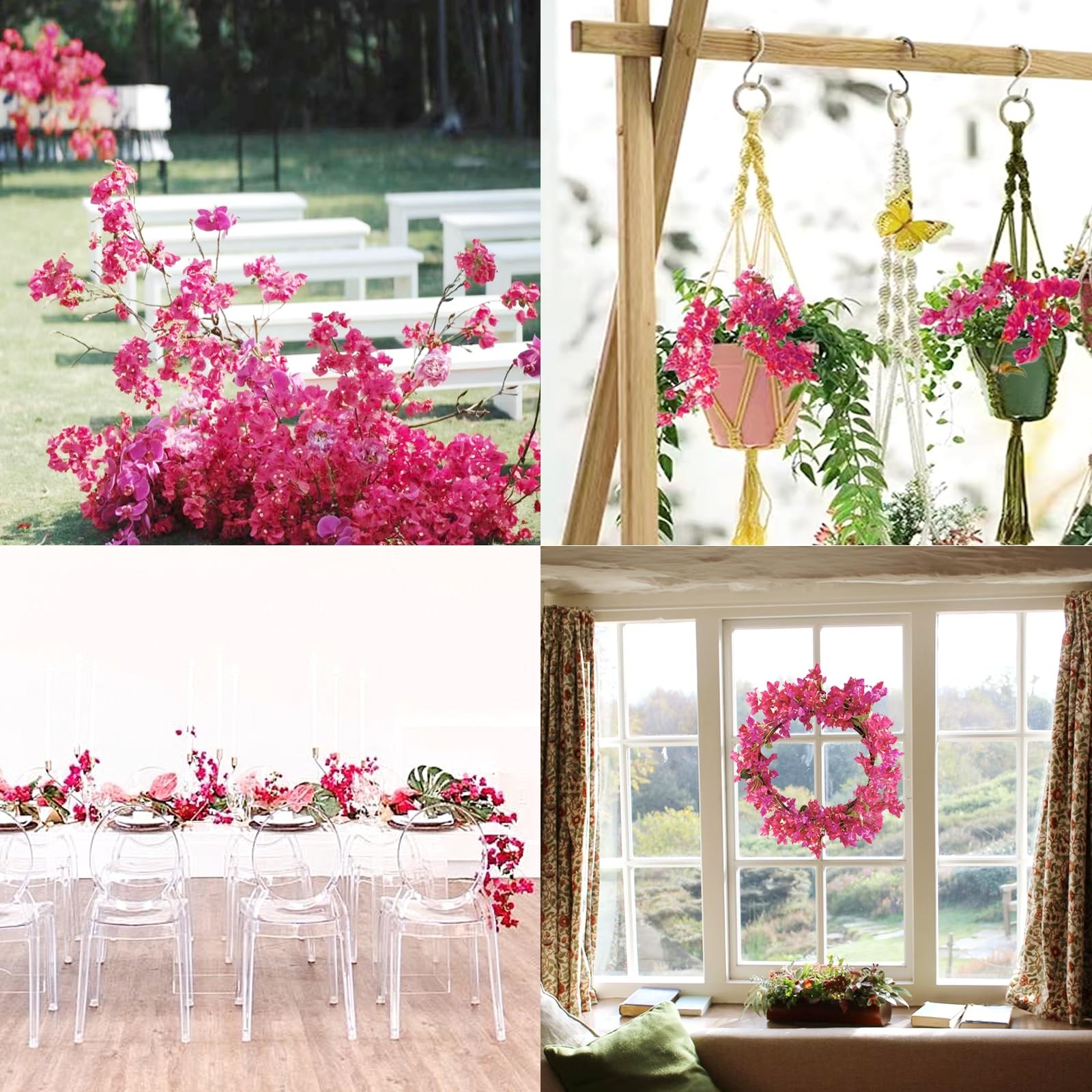 38″ Artificial Flowers Bougainvillea Floral, 6PCS 2Color Long Stems Silk Fake…