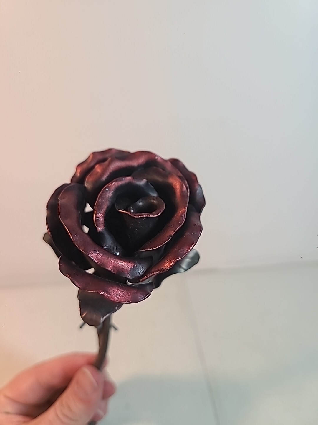 Steel & Barbed Wire Red Rose Skull Petals – Gothic Decor – Full Bloom Excellent
