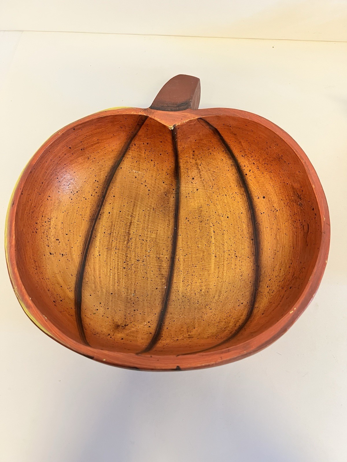 Wood Pumpkin Bowl w/ Fall Leaf Berry Pinecone Wreath Autumn Thanksgiving