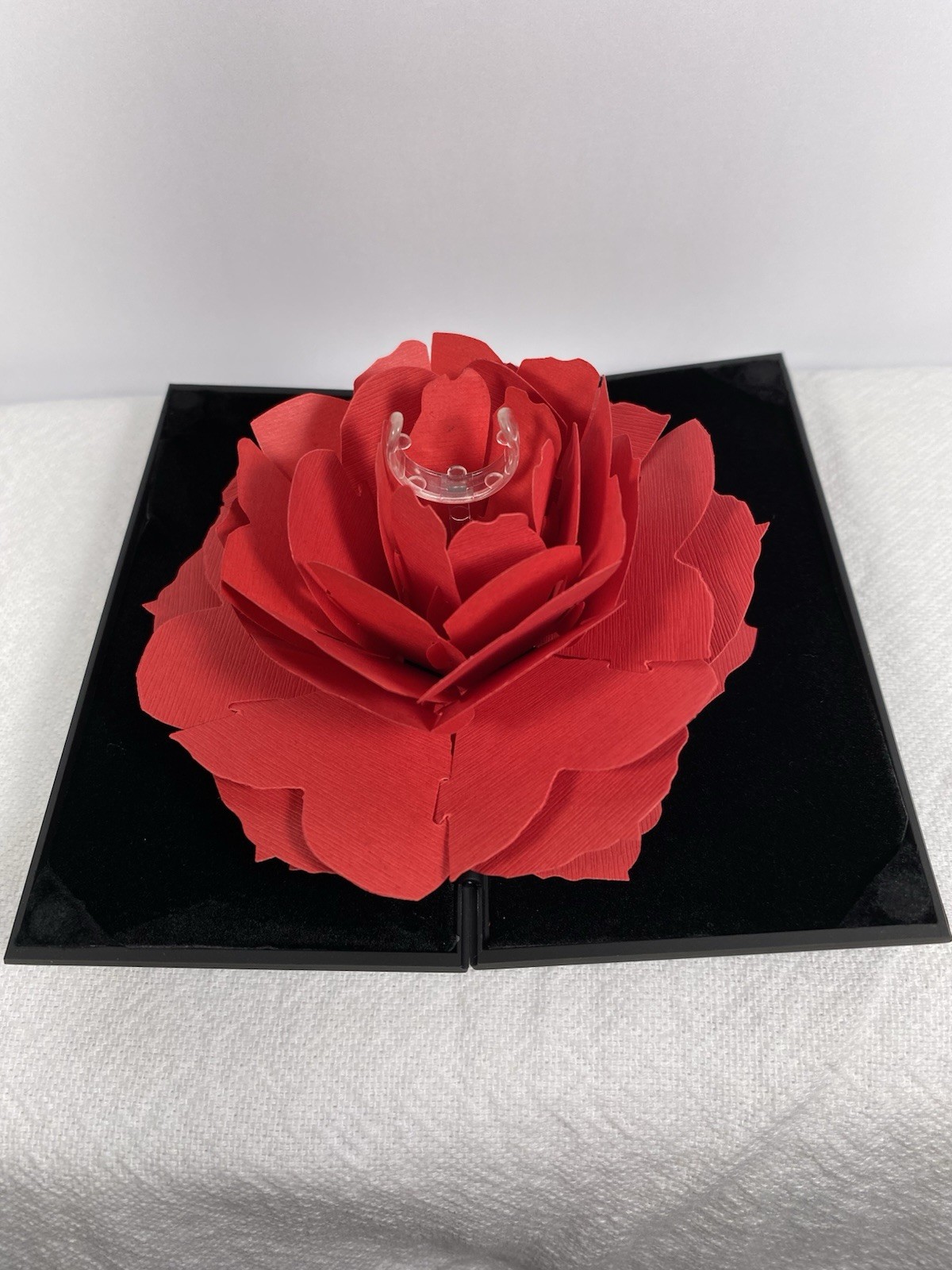 Ring Holder Red Rose 3D Black Case 5 Inch New