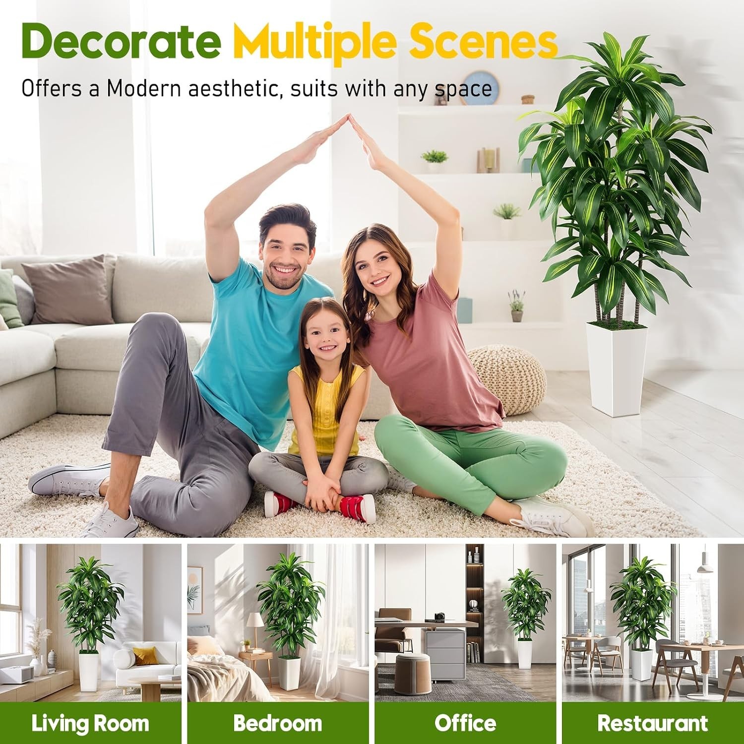 Elegant 5FT Dracaena Tree with White Planter – Perfect for Housewarming Gifts