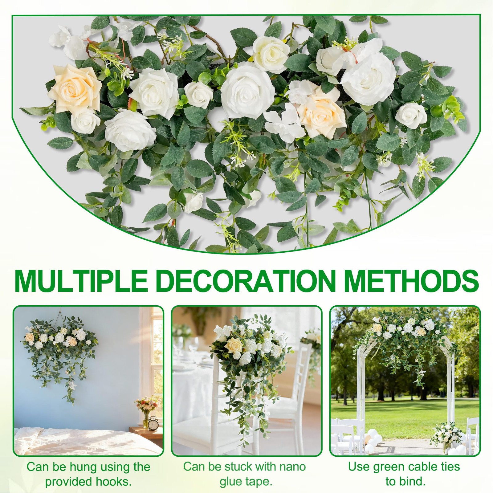 Wedding Arch Flowers，Floral Decor Hanging Artificial Flowers for Decoration F…
