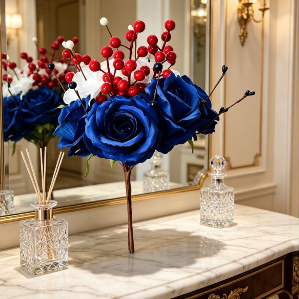 35cm Patriotic Berry Stems for American Holiday Decor and Weddings