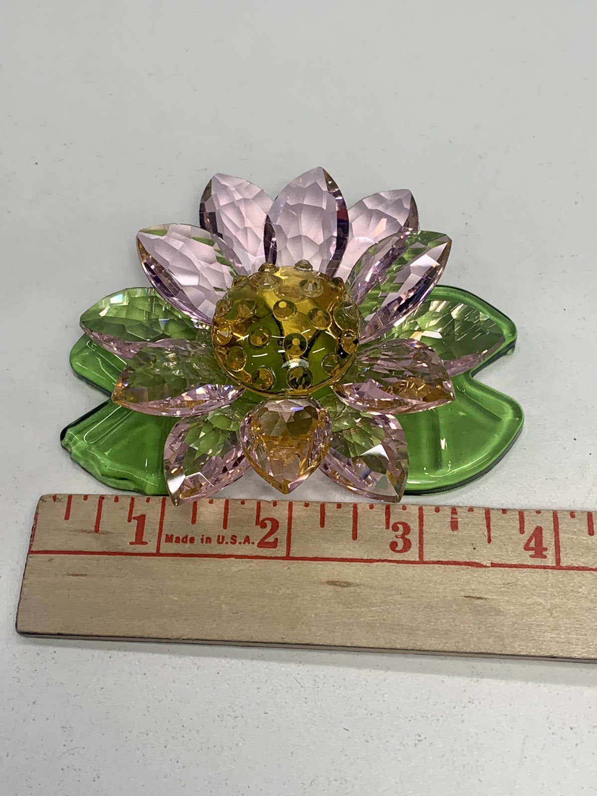 Crystal Pink Lotus Flower Green Lily Pad