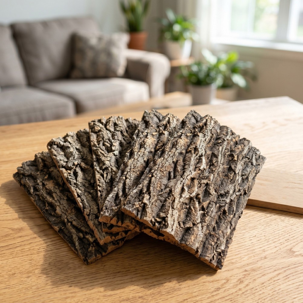 5Pcs Reusable Cork Bark Panels for Terrarium Lizard Climbing Wall Decor Brown
