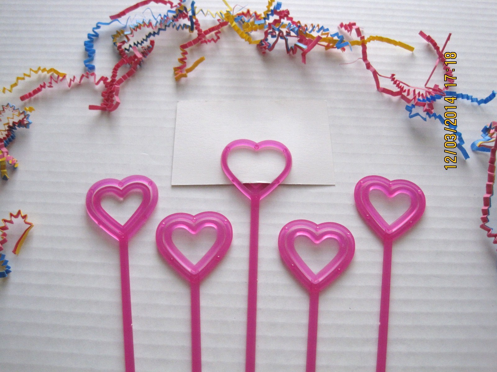 Floral Picks HEART, BUTTERFLY, STAR 12″ Pink, Red, Orange, Card Holders 12/Pk!