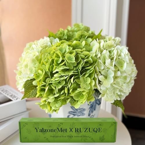 Hydrangea Artificial Flower Natural Lifelike Real 21 inch Dark/Light Green