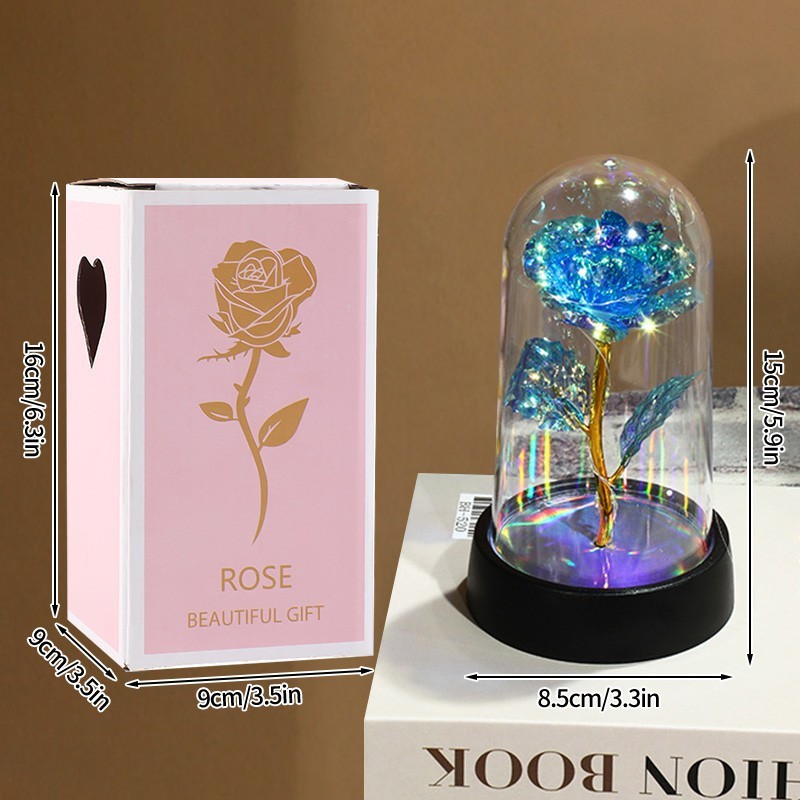 Eternal Rose LED Glass Dome Artificial Flower Romantic Gift for Her Anniversary