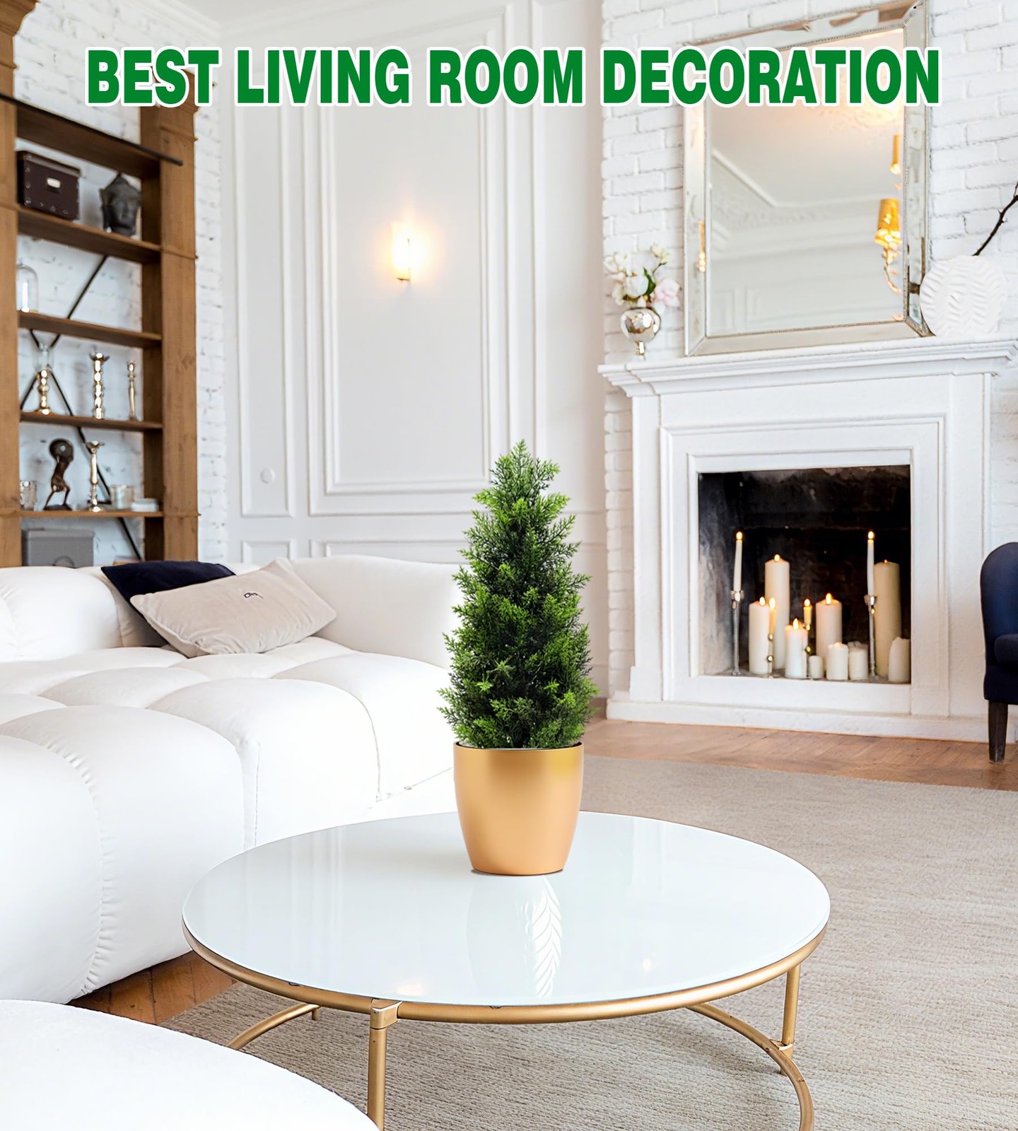 2 PCS 2FT Artificial Cedar Trees Realistic Fake Potted Evergreen Plants