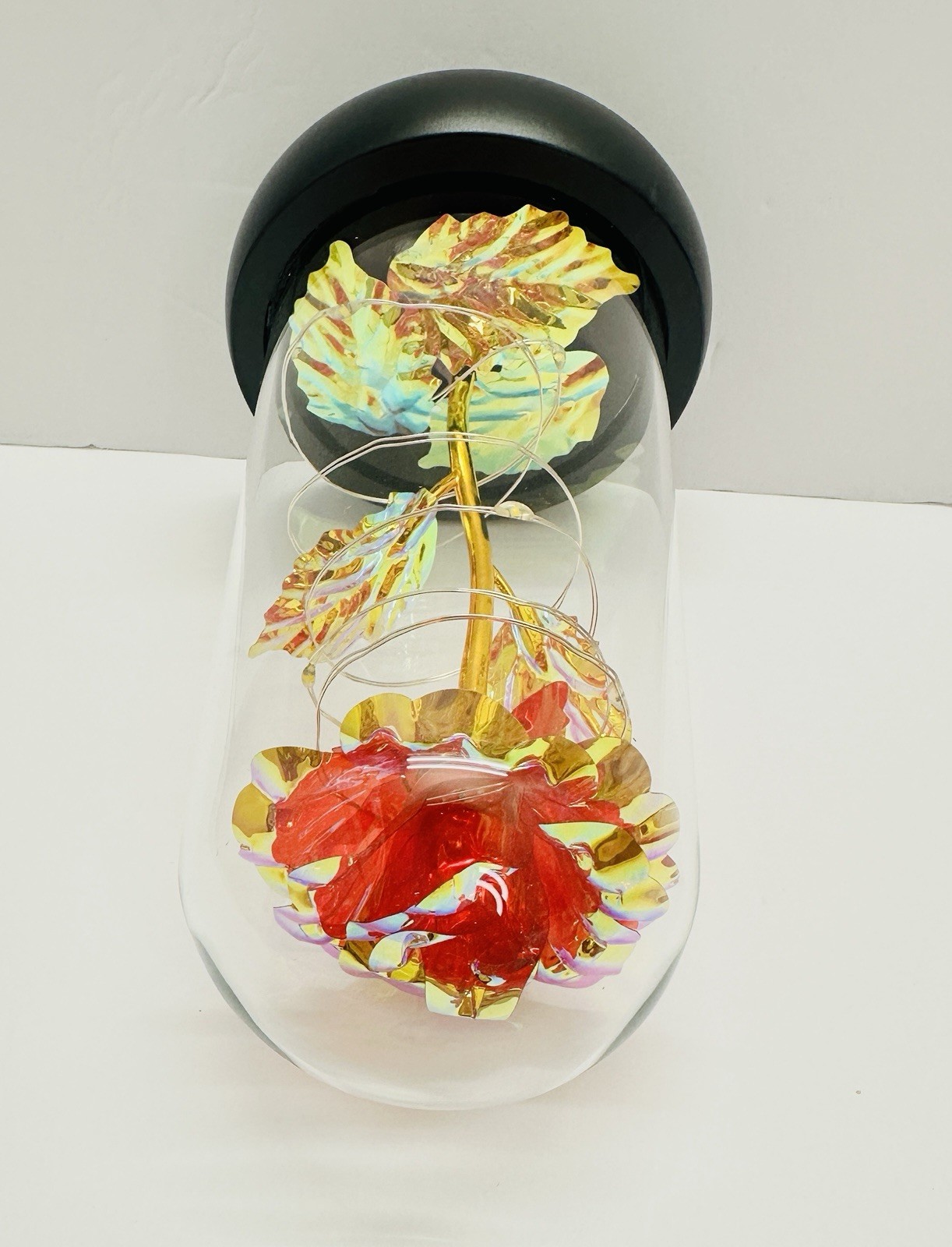 Forever Light up Rose in Glass Dome, Enchanted Rose with LED Lamp With Gift Card