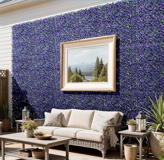 6 Artificial Faux Plastic PURPLE LAVENDER FLOWER PLANT 20×20” PATIO SCREEN PANEL