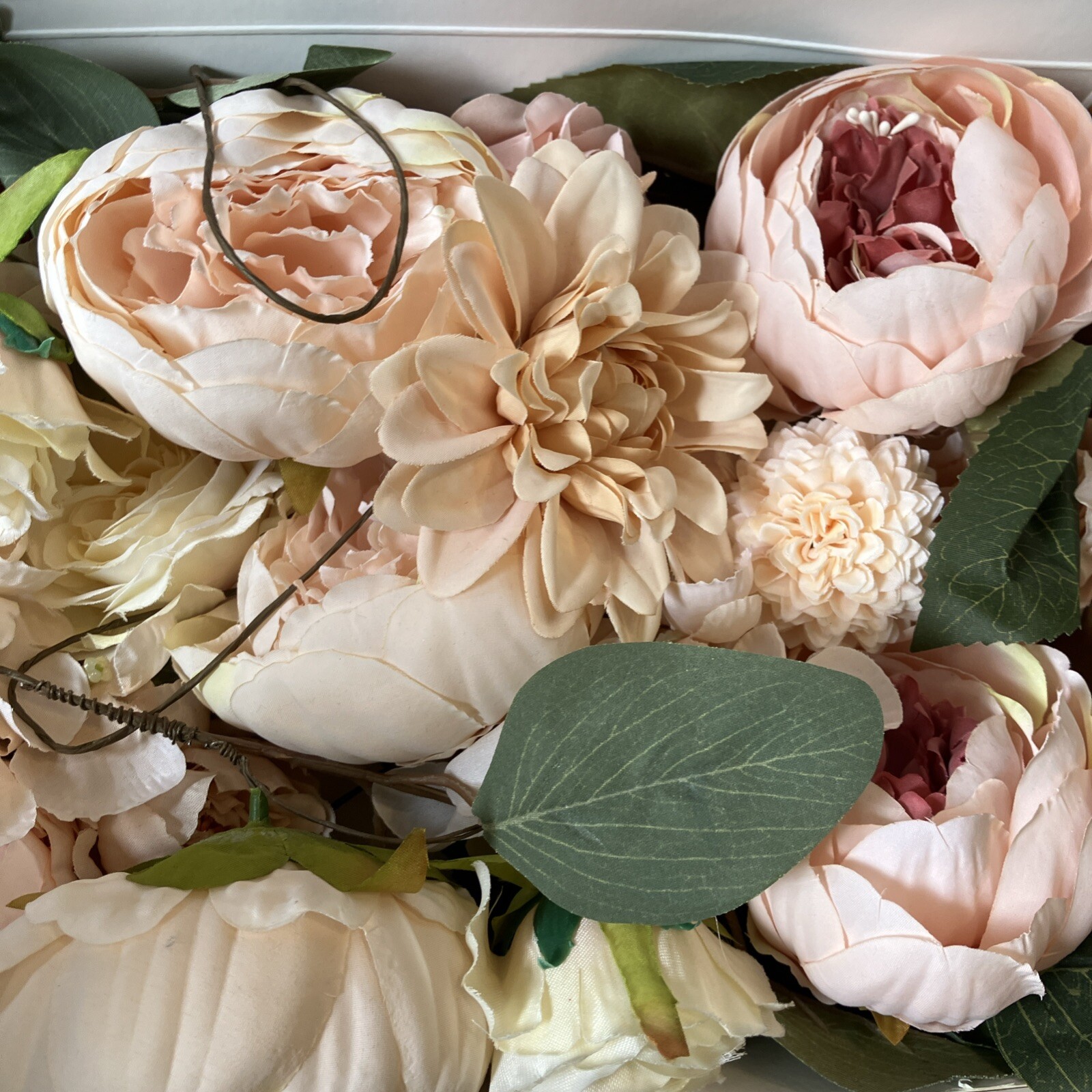 15 Artificial Peony Flower Champagne Pink Wedding Bouquet Flowers Home Decor