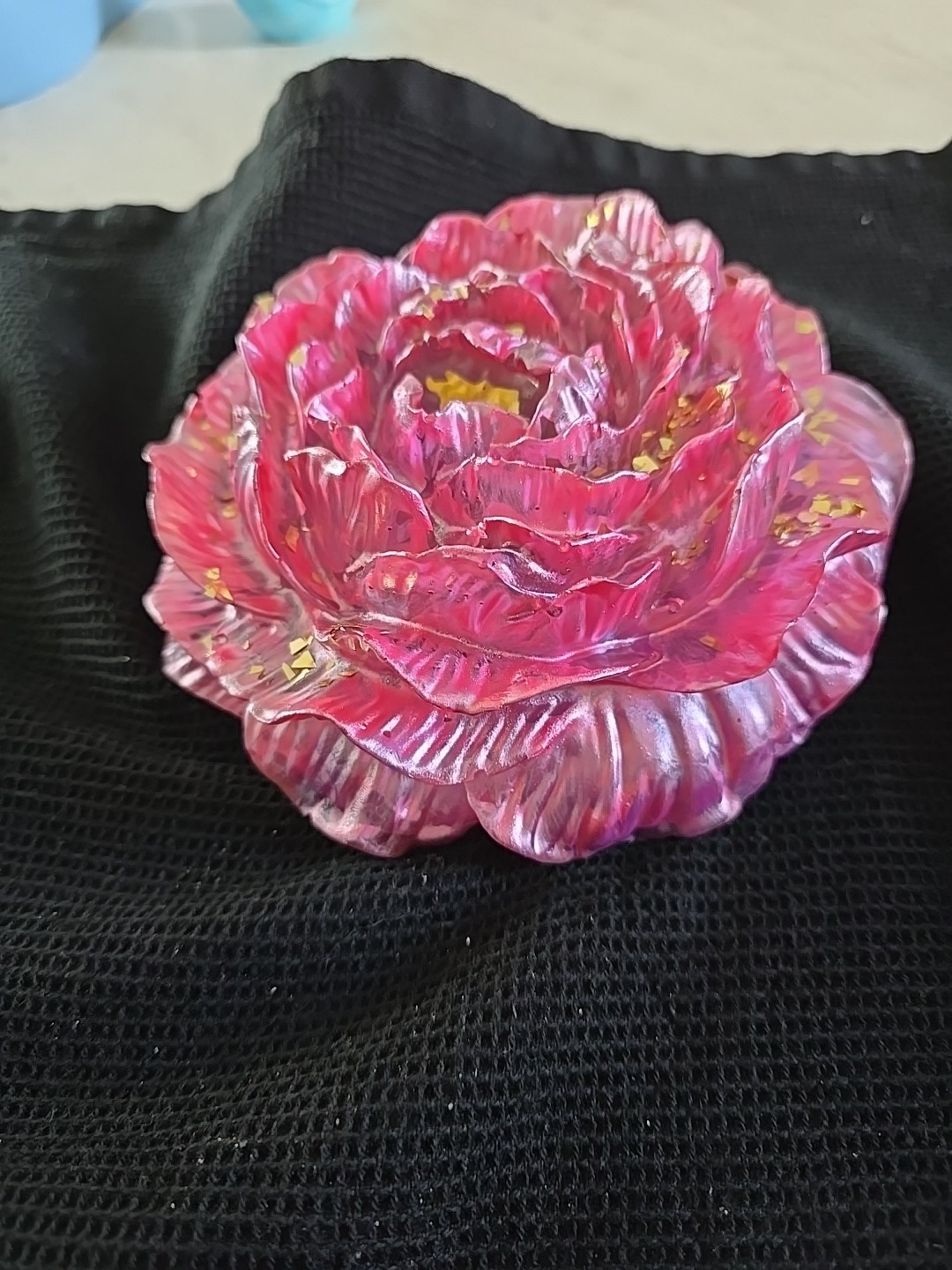 Resin 6 Inch Pink Gold Peony Flower Decoration Gift. 583