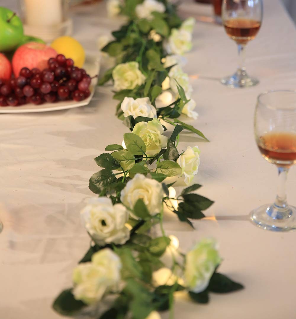 16 FT Fake Rose Vine Garland Artificial Flowers Plants Hanging Rose Ivy Home …