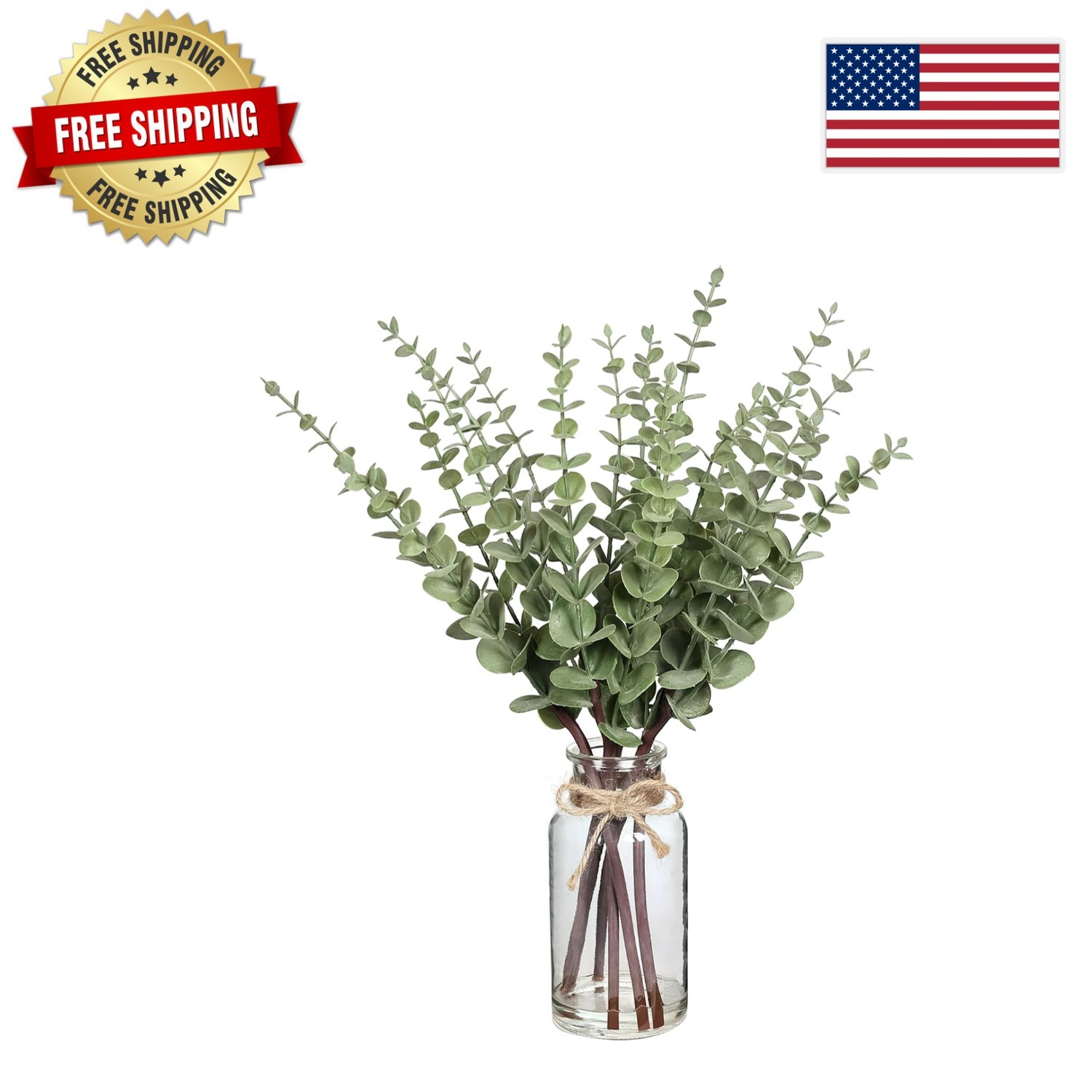 Realistic Artificial Eucalyptus in Glass Vase – Stylish Home and Gifting Decor
