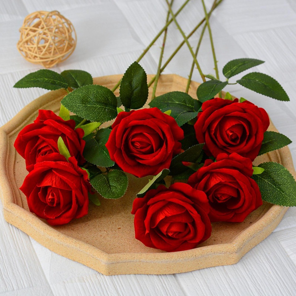15x 20″ Fake Red Roses Artificial Flowers Bouquet Silk Stems Party Wedding Decor