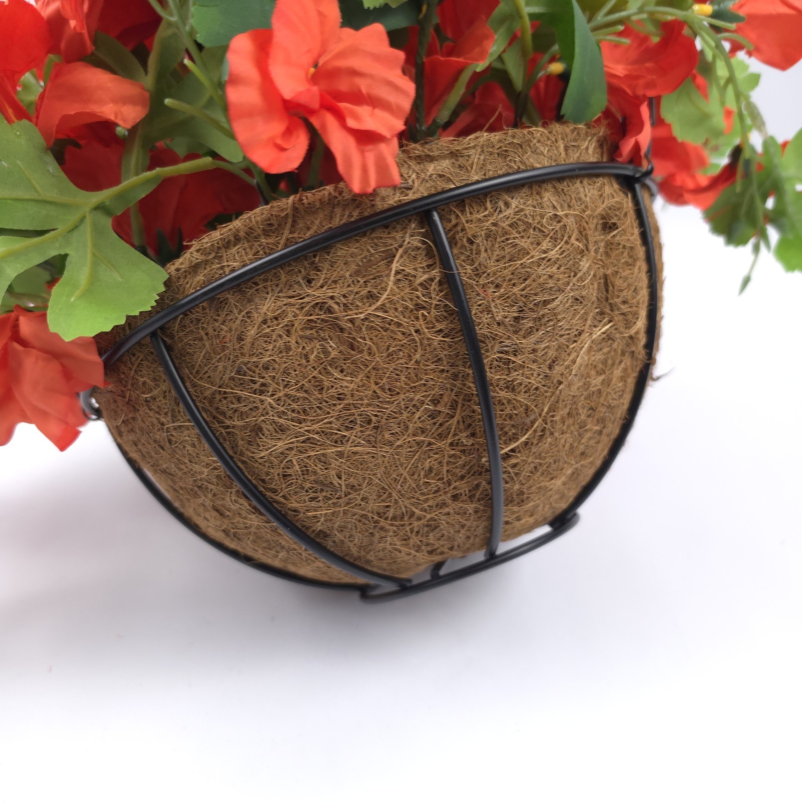Wicker Park 20″ Faux Orange Impatiens Hanging Basket Floral Decor Flowers