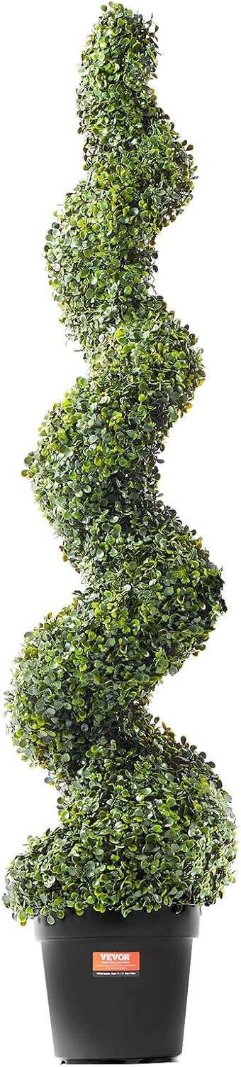 VEVOR Artificial Boxwood Topiary Tree, 60 inch Tall (2 Pieces), Spiral Faux