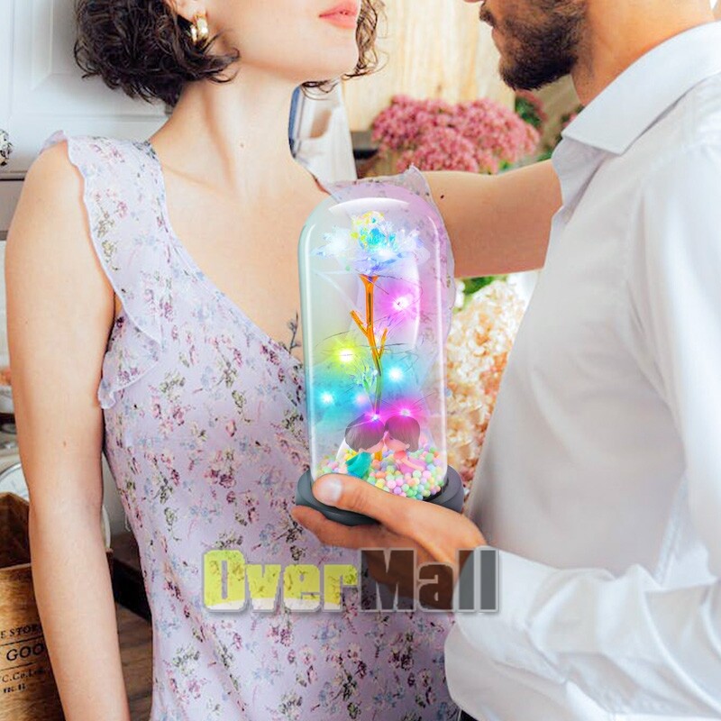 Galaxy Rose Flower Gift for Mom from Son, Daughter – LED Light Glass Flower 2025