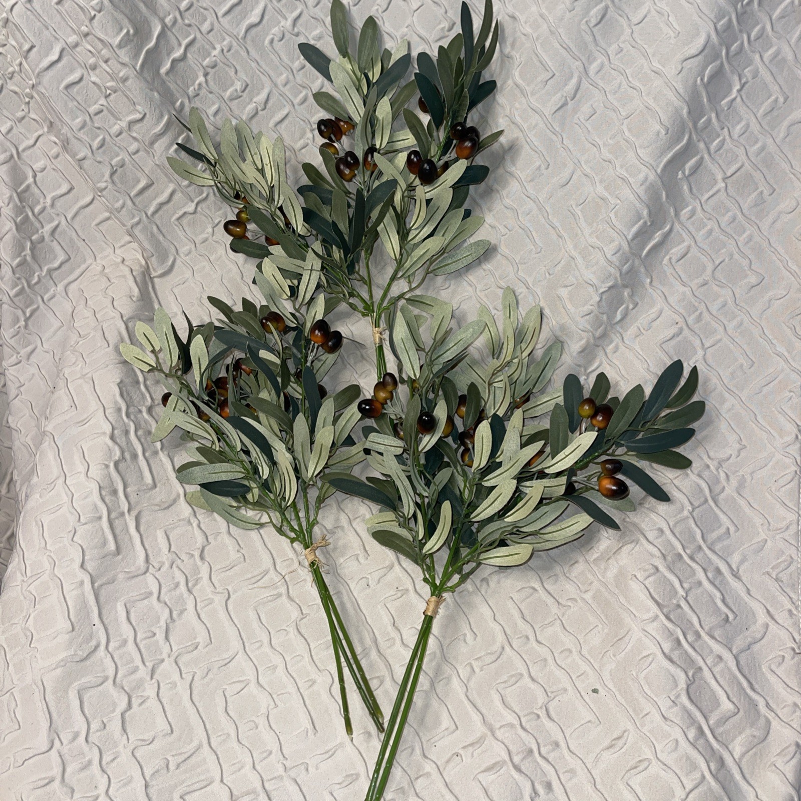 Artificial Decorative Greenery Olive Branch Stems – 9 Total Pieces – 15”