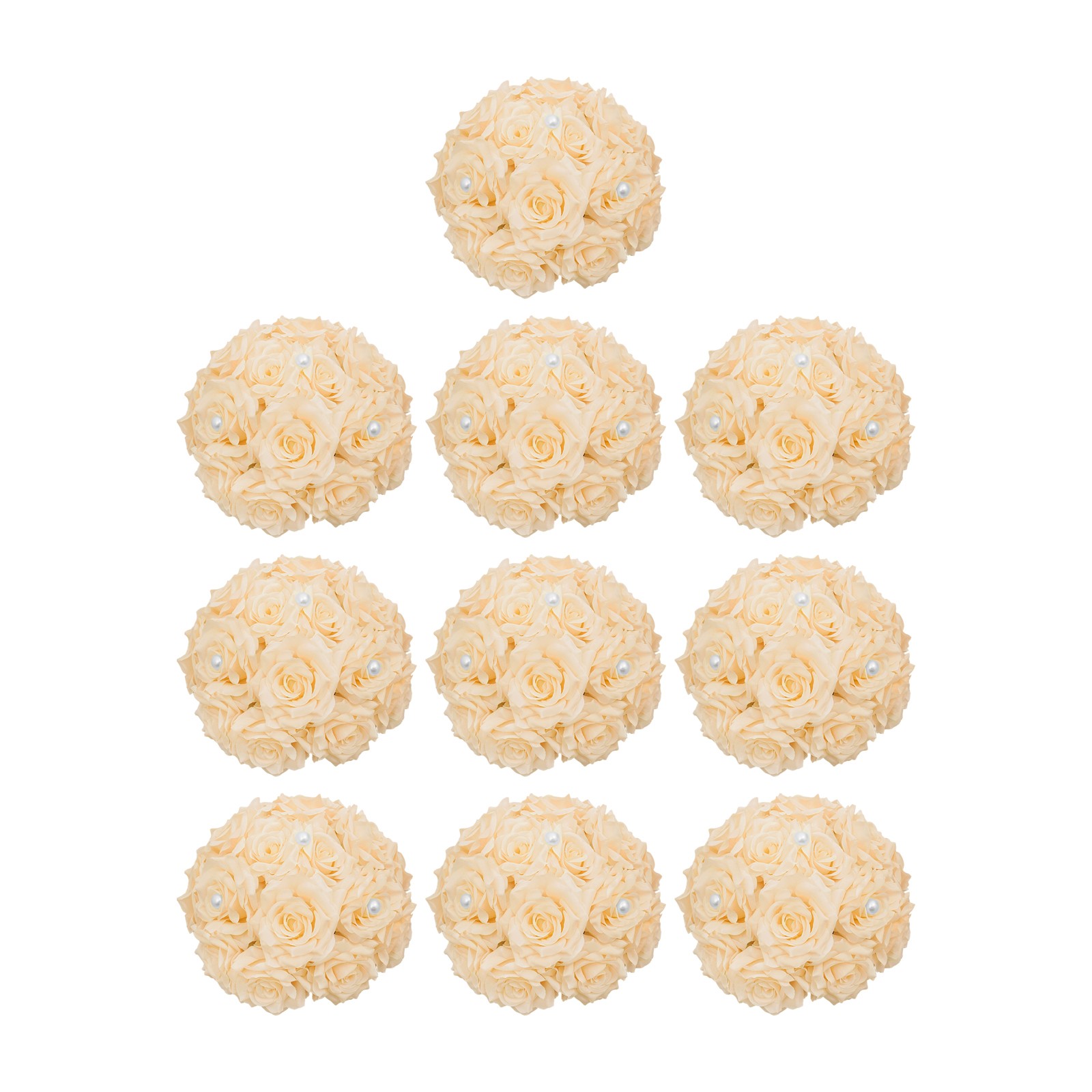 10pcs Artificial Rose Flower Balls With Pearl, Table Flower Centerpieces Decor