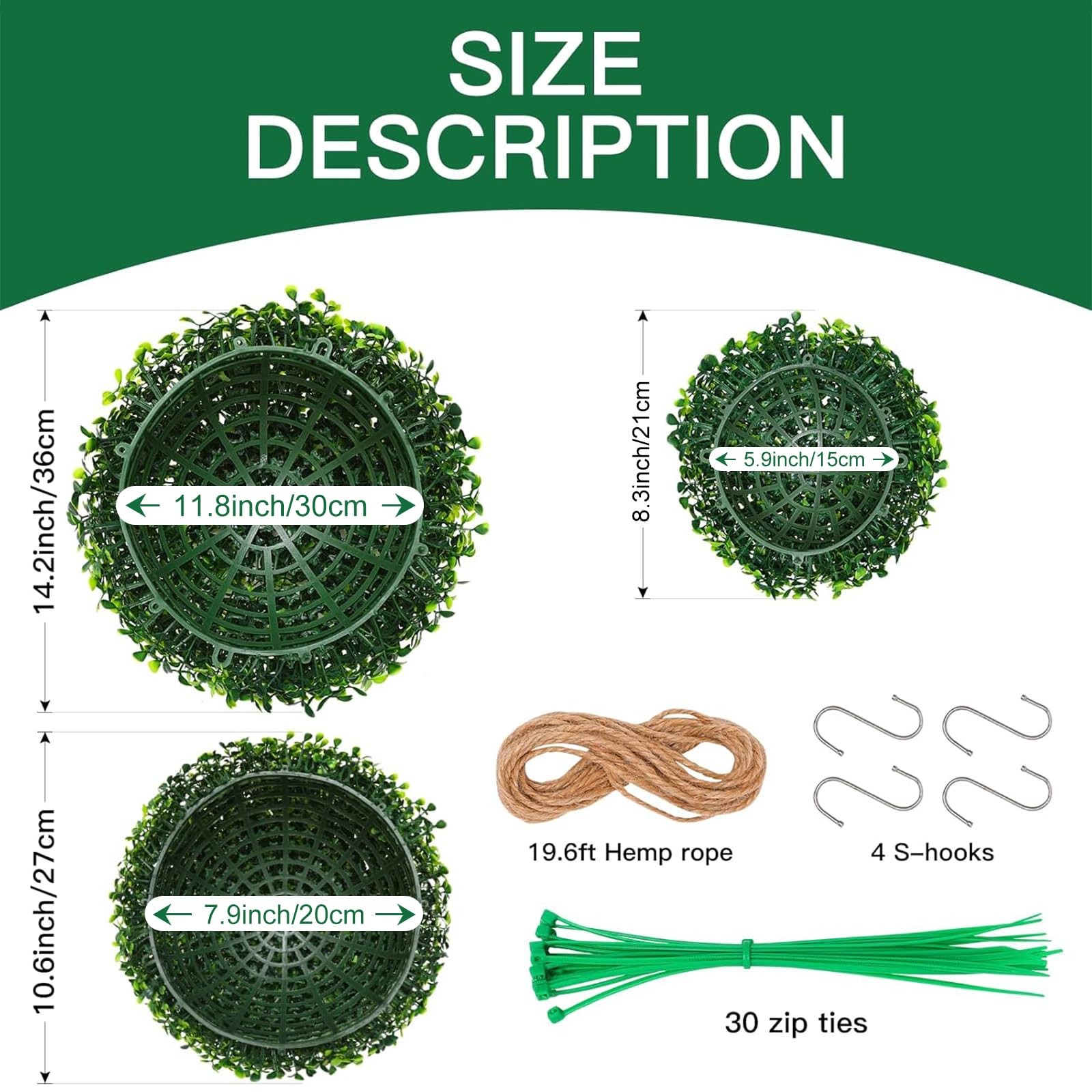 3 Pcs Artificial Topiary Ball Plant Faux Boxwood Balls for Outdoor UV Resista…
