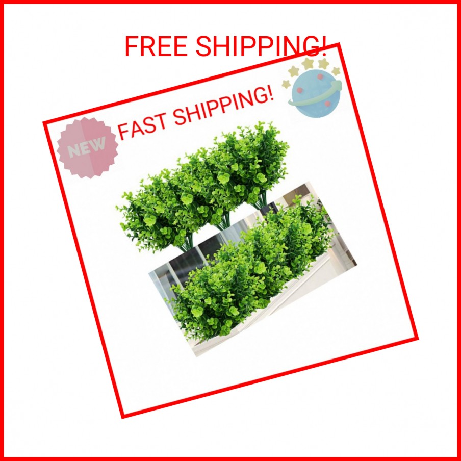 TEMCHY Artificial Plants Flowers Faux Boxwood Shrubs 6 Pack, Lifelike Fake Green