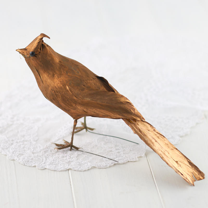 Pack of 4 Metallic Gold Feathered 9″ Decorative Cardinals