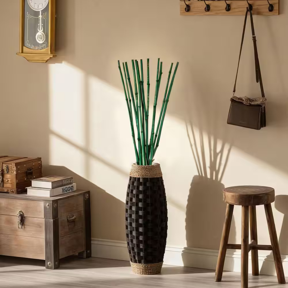 43 In. Set of 12 Bamboo Stick Fillers Natural Decorative Artificial Plant Stems