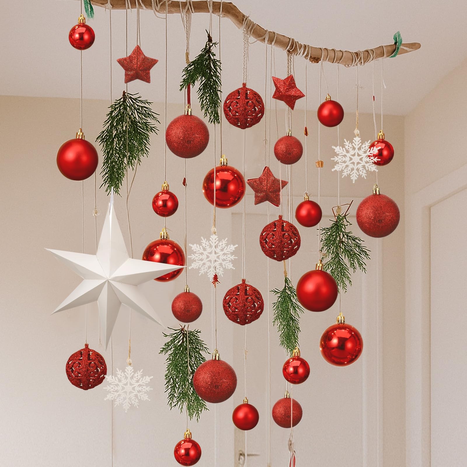 Christmas Wall Hanging Decor with Light Wooden Branch Christmas Door Hanging …