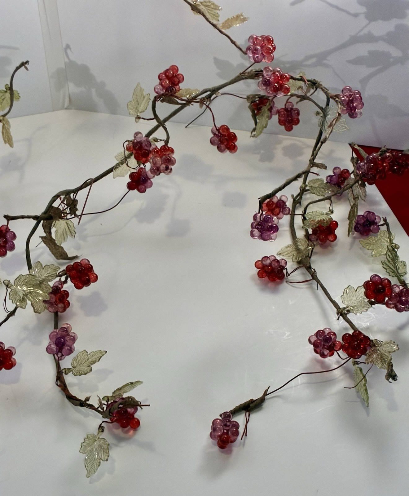 Vintage Acrylic Lucite Berry Cluster Vines w/Leaves Wired Set of Three