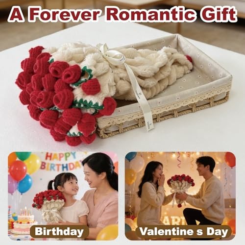 Rose Flowers Bouquet Blanket, Plush Flannel Rose Bouquet Throw 59 Inches