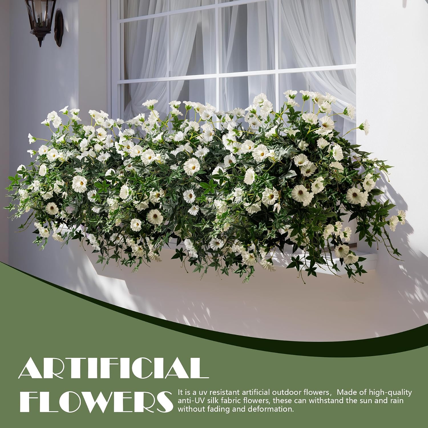 UV Resistant Artificial Petunias – 2PCS Hanging Silk Flowers for Outdoor Decor