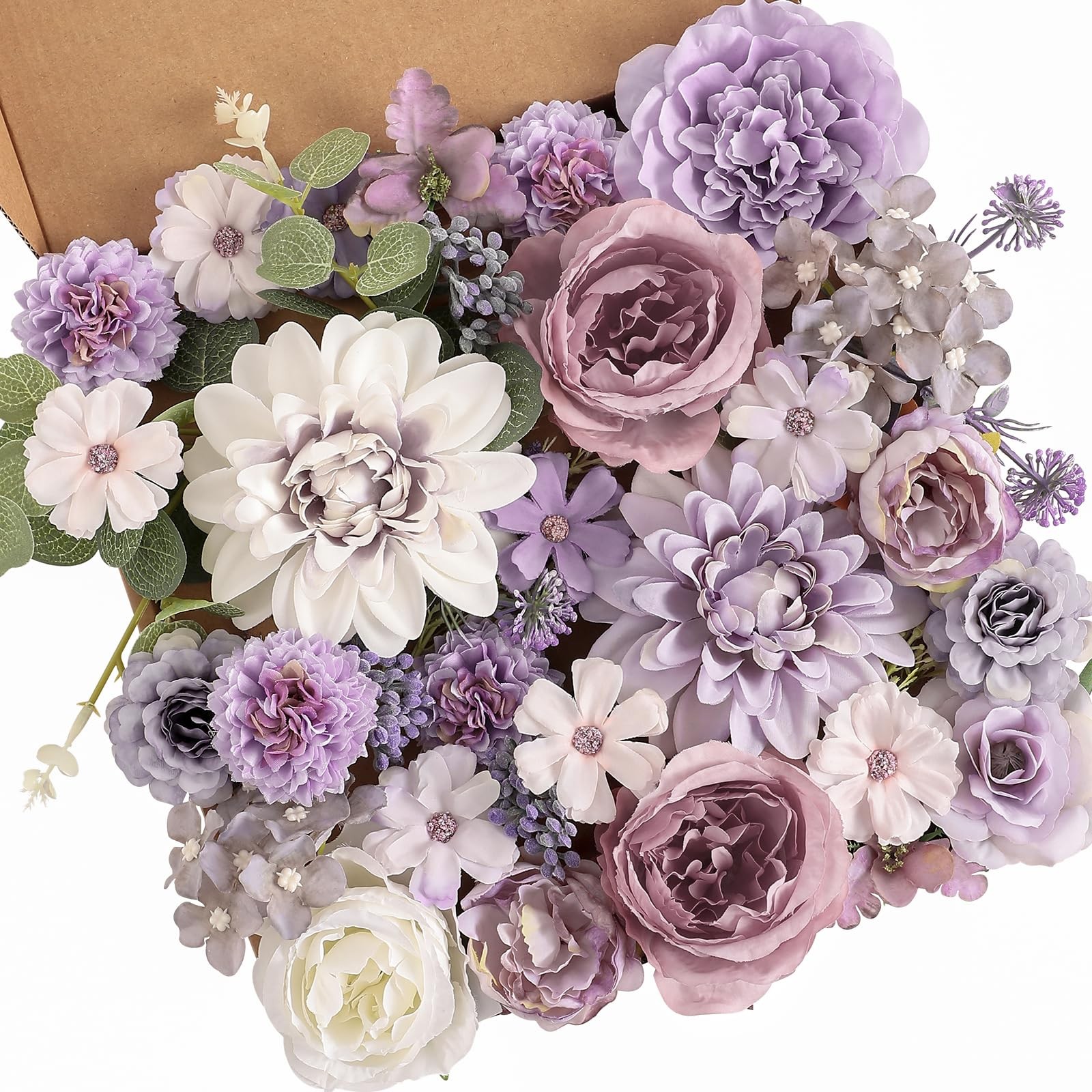 Artificial Flowers Combo Box Set Purple Silk Flower for DIY Wedding Bouquet A…