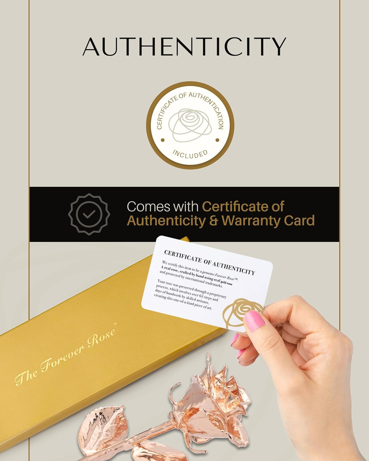 Real Rose Dipped in Rose Gold, Handcrafted Preserved Rose in Luxury Gold Gift Bo