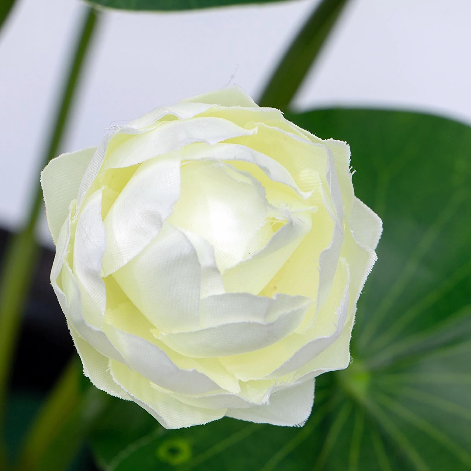 2pcs Artificial Lotus Flowers with Leaves 17″ Mini White Fake Water Lily Bouq…