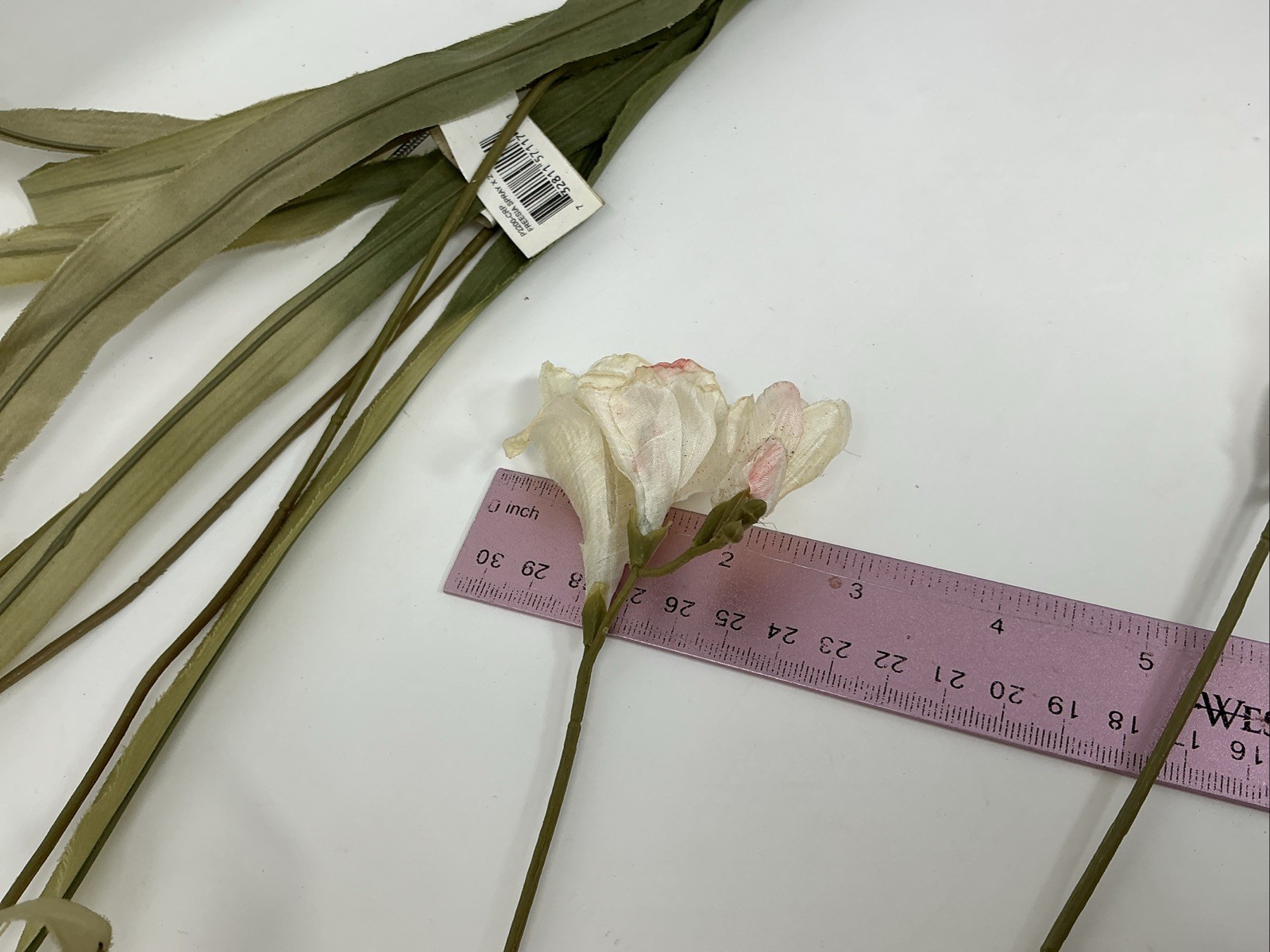 Freesia Spray Floral Pick 30” Long White w Pink Ends 3 Picks Vase Filler NOS