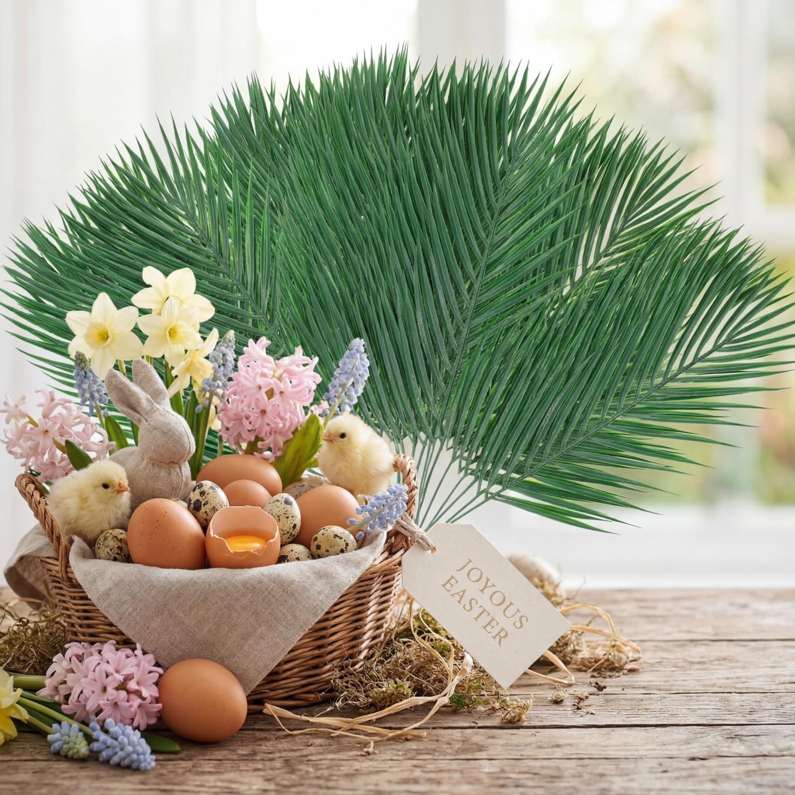 150 Pcs Easter Palm Leaves for Palm Sunday Artificial Fake Branches Tree Stem…