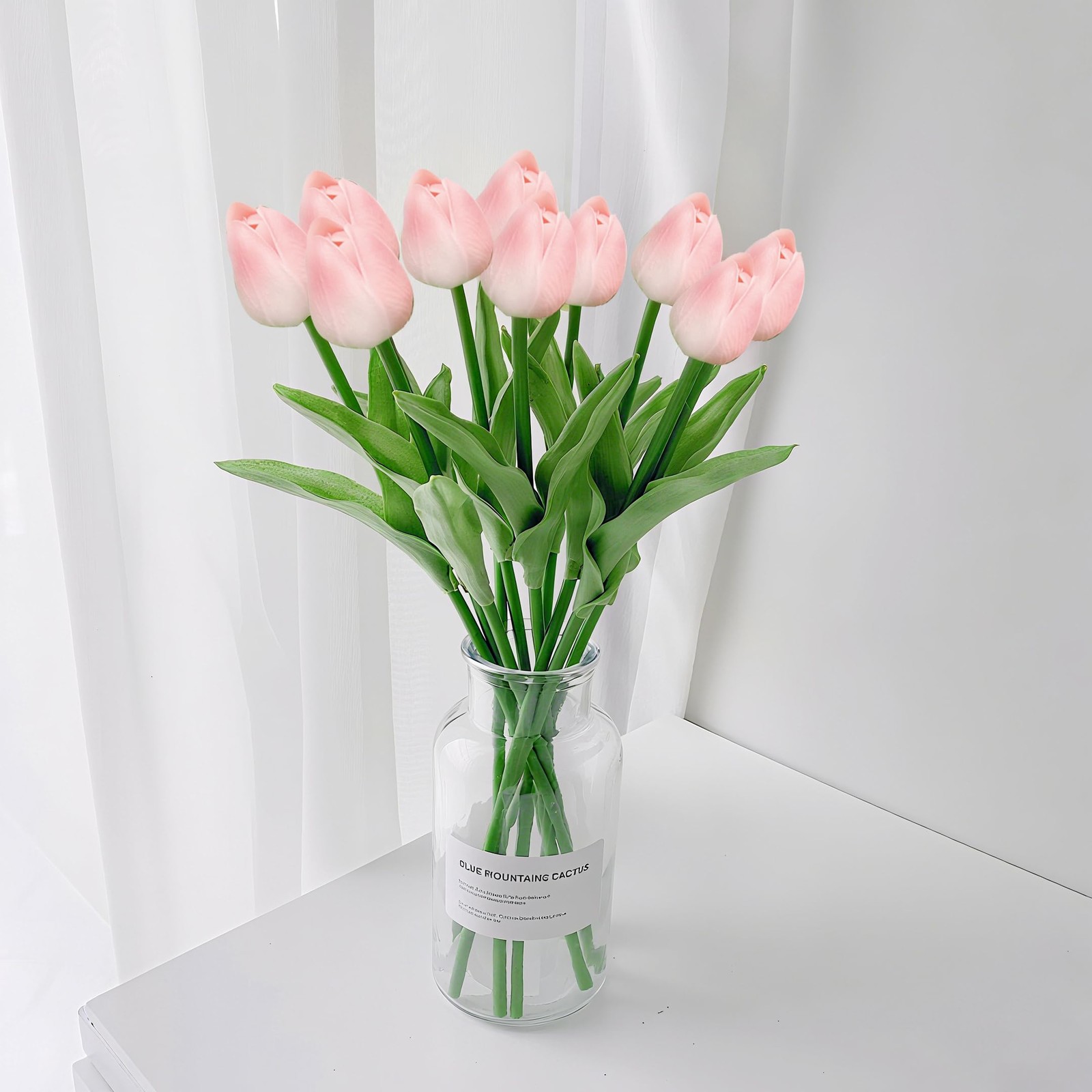 20 Pcs Pink Tulips Artificial Flowers 13″ Fake Pink Tulips Real Touch PU Faux…